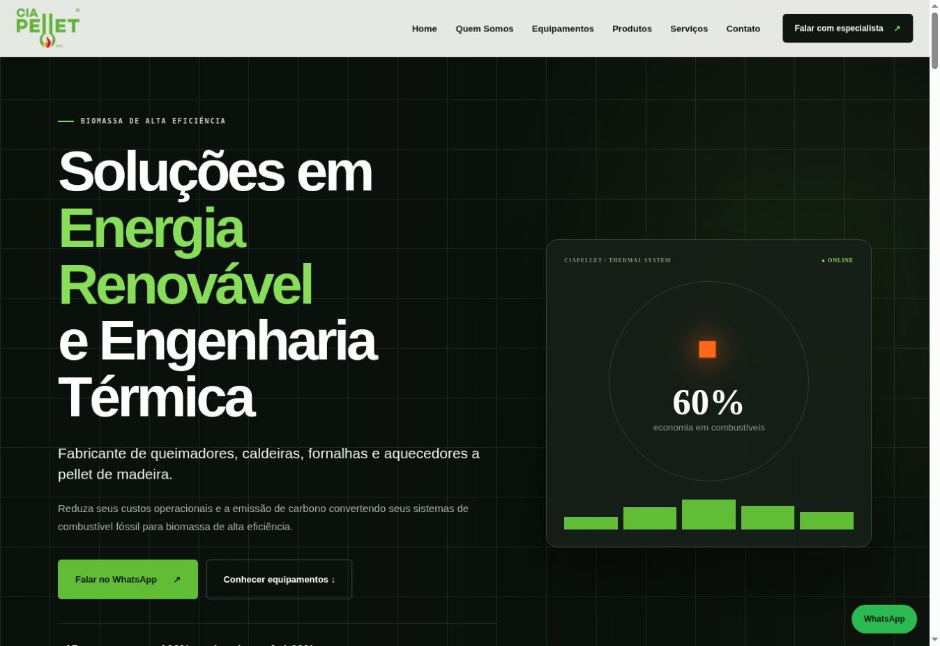 Página inicial do site CIAPELLET Engenharia