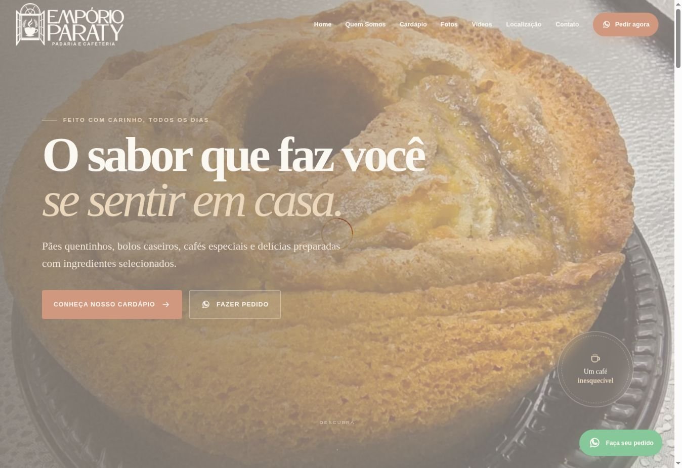 Página inicial do site Empório Paraty